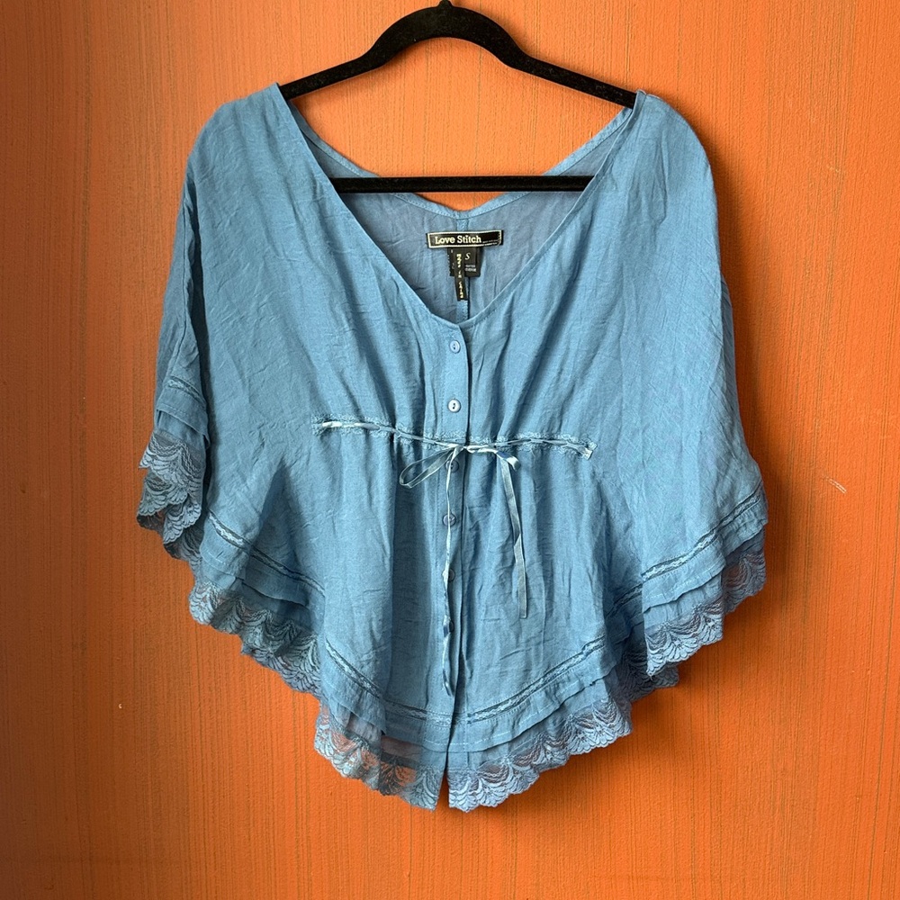 Love Stitch BLue Blouse S